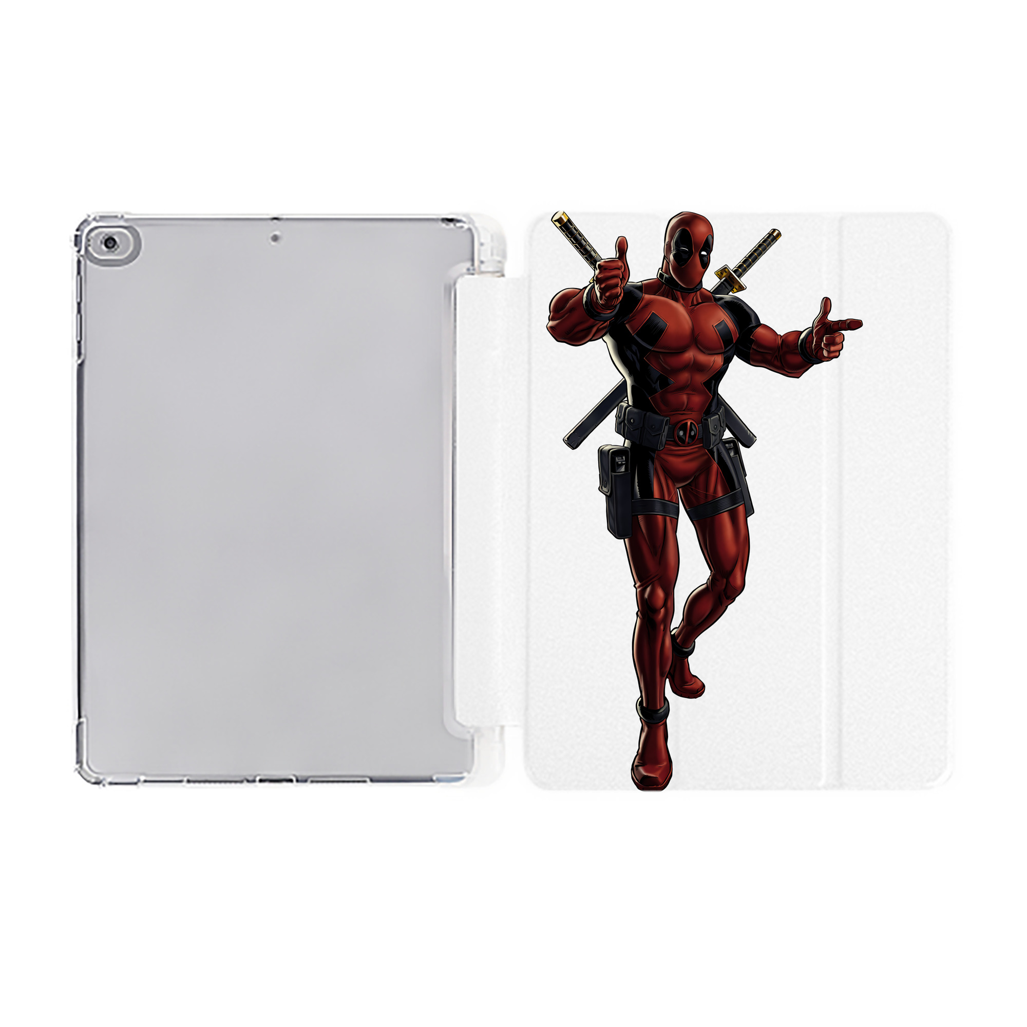 （画像用） Deadpool デッドプール IPad ケース ペン収納付き 三つ折りスタンド PUレザー×シリコン 対応機種9.5/10.5/10.9インチ
